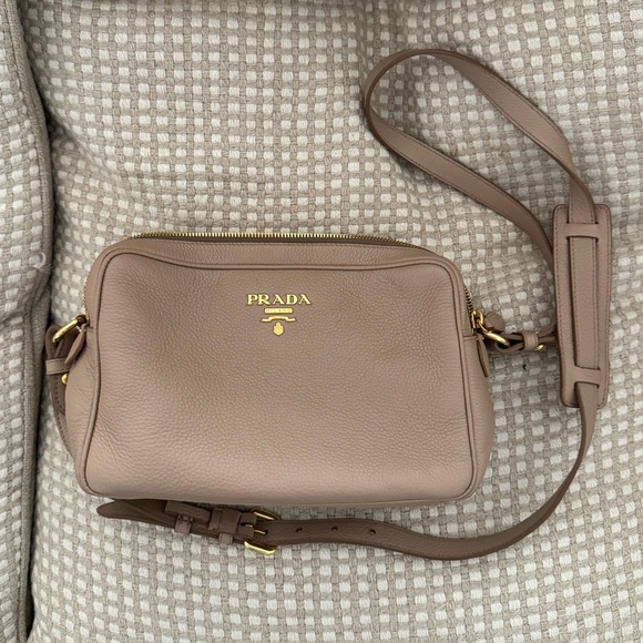 Prada Beige Vitello Phenix Leather Double Zip Crossbody Bag - Picture 3 of 10